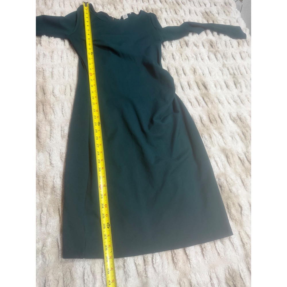 Kenneth Cole New York Forest Green Ruched Sheath Dress Long Sleeve Exposed Zip 8 - Picture 7 of 7